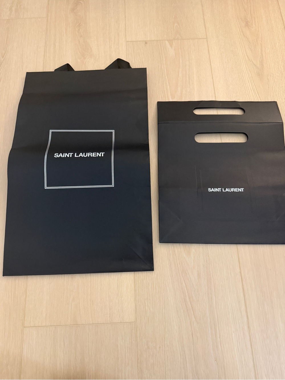 Saint Laurent Black Shopping Bag with White Logo